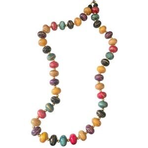 Multicolor Gold Tone Painted Beaded Necklace